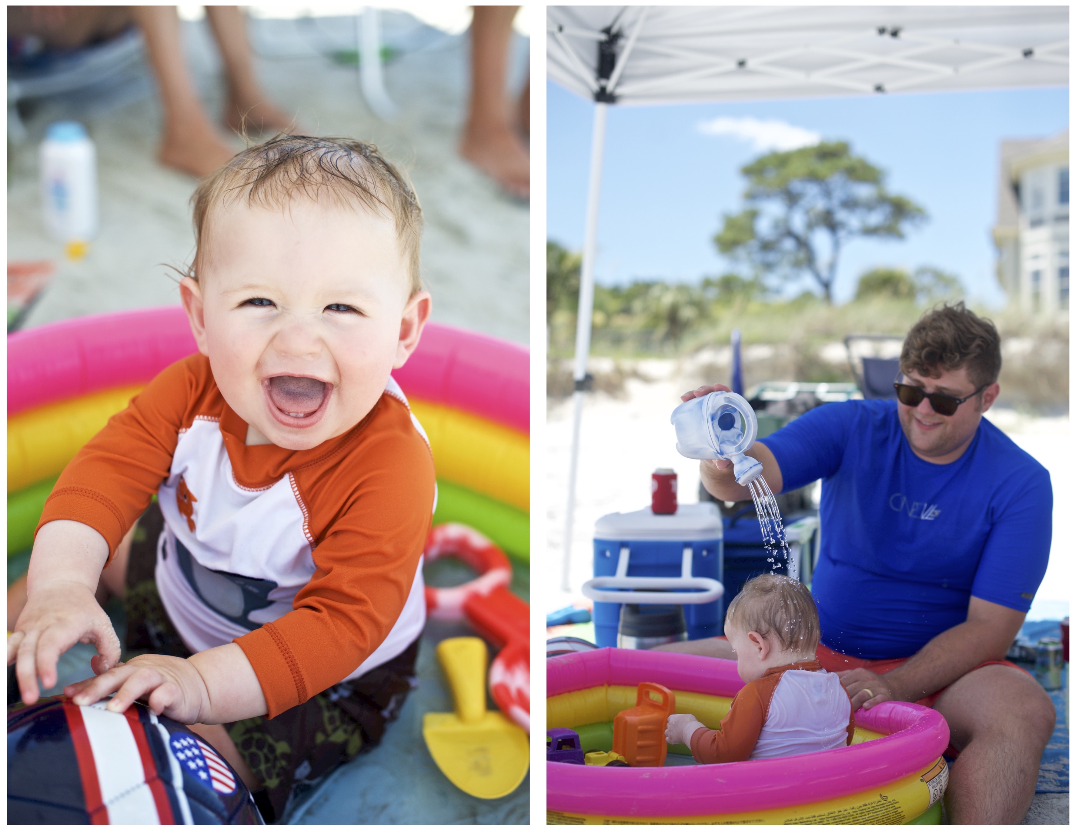 baby pool in canopy on beach