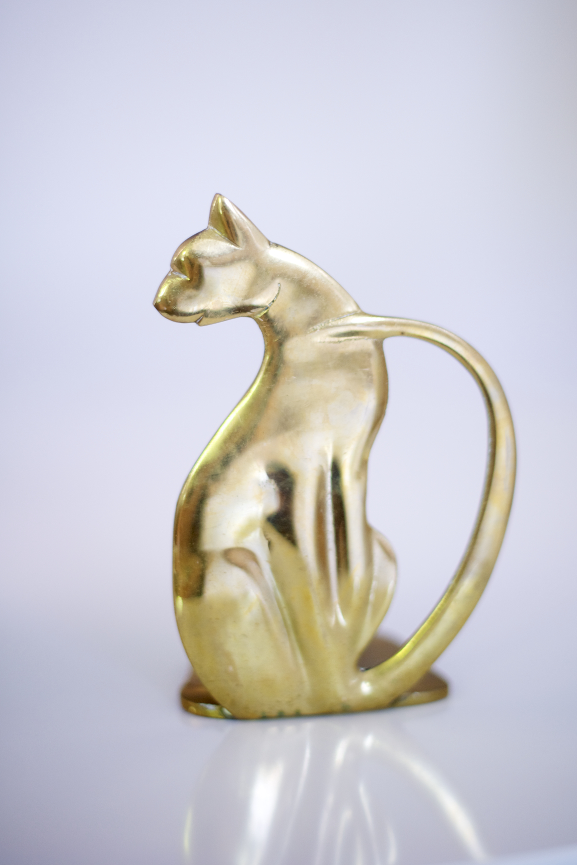 Brass Cat Bookend Buena Buena Vintage